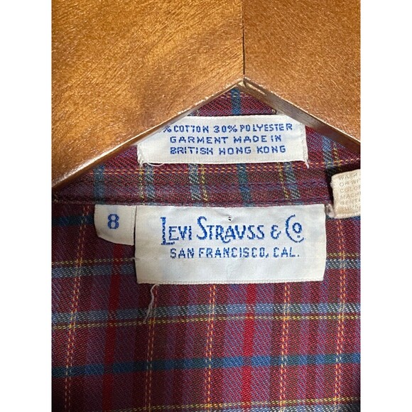 Vintage 70s Levi's Plaid Button Up Shirt Levi Strauss & Co Embroidered Women's 8 - Picture 5 of 13